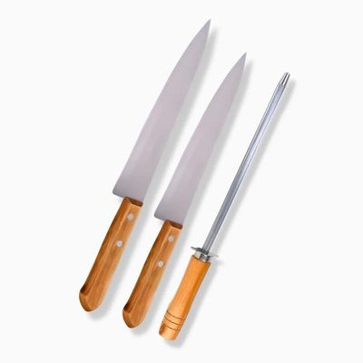 Kit De Facas Com Chaira De Inox Resistente