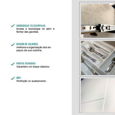Cozinha Completa Milla Max Armário E Balcão Branco Carraro