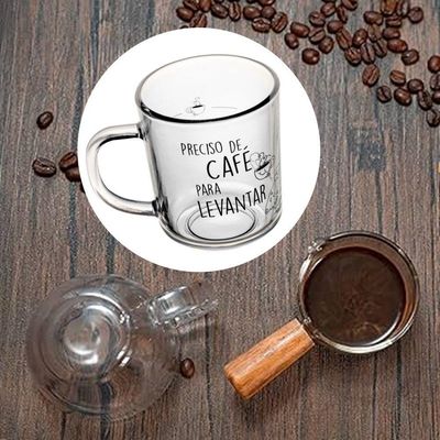 Caneca De Vidro Preciso De Café Para Levantar Lyor 200ml