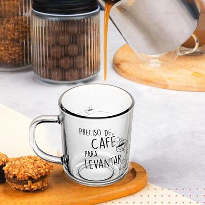 Caneca De Vidro Preciso De Café Para Levantar Lyor 200ml