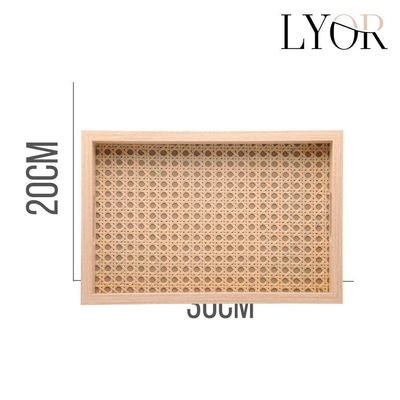 Bandeja Retangular Decorativa Em Mdf Com Fundo De Treliça Lyor 3x20cm