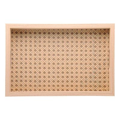 Bandeja Retangular Decorativa Em Mdf Com Fundo De Treliça Lyor 3x20cm