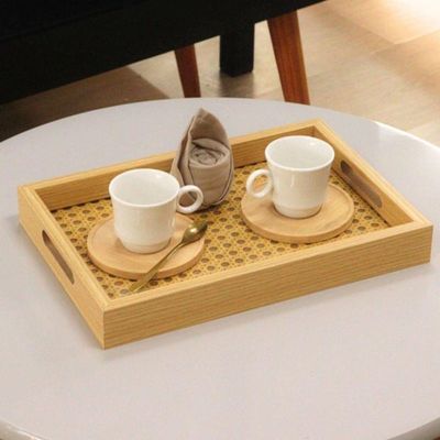 Bandeja Retangular Decorativa Em Mdf Com Fundo De Treliça Lyor 3x20cm