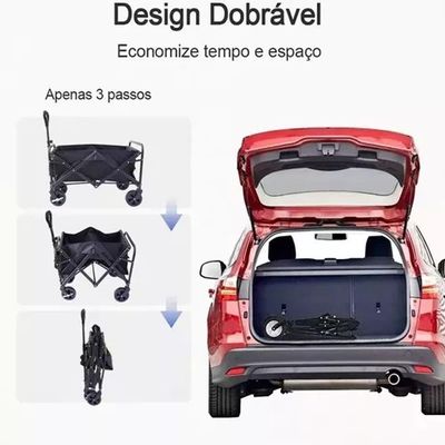 Carrinho Roller Camping Praia Dobrável Até 100 Kg Bask