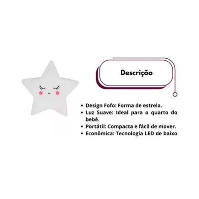 Luminária Estrela LED Infantil - Luz Suave e Design Encantador