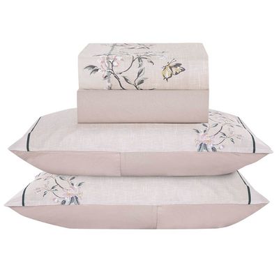 Jogo de Lençol Summer Casal 4 Peças MicroPercal 300 Fios Estampado Floral - Ramo Malva
