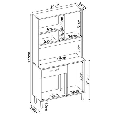 Armário de Cozinha Malta com 4 Portas e 1 Gaveta