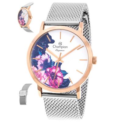 Relógio Champion Feminino Ref: Cn20739z Bicolor Flor