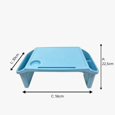 Kit 3 Bandeja Mesa Colo Apoio Comer Refeição Cama Suporte Notebook Azul
