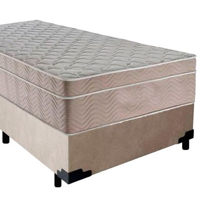 Cama Box Suede Solteiro + Colchão Serene Molas Ensacadas 88x188x65 Bege