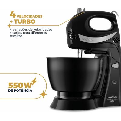 Batedeira Britânia Diamante Preta 550W 4,3L 127V