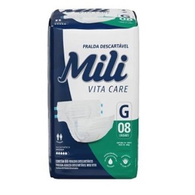 Fralda Geriatrica  Mili Vita (p/ Uso Adulto)-tam G- Pacote C/ 8 Fraldas