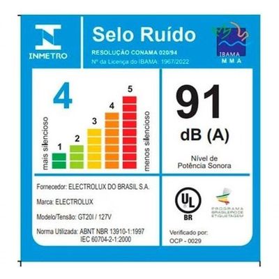 Aspirador De Pó E água Gt20i 1800w 20 Litros Electrolux 110v Cor Prateado