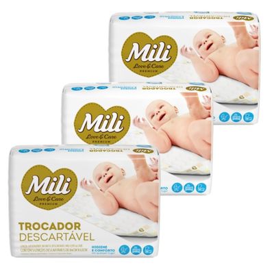 Lençol Absorvente Descartável MILI Love & Care  Trocador  Descartável  3 Pacotes com 5 unidades
