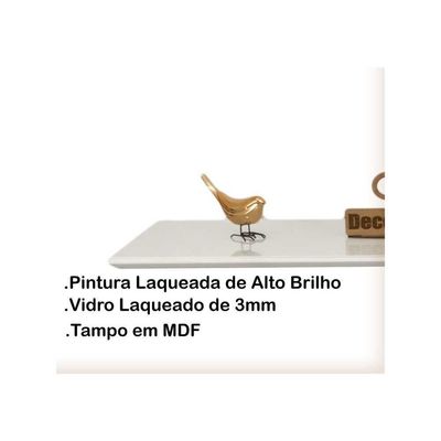 Aparador Pés Palito Com Vidro Laqueado 100cm Branco