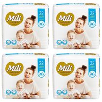 Fralda Descartável Mili Love& Care  Tamanho XG  4 Pacotes c/ 22