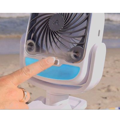 Ventilador De Mesa Umidificador Agua Garra Gancho Bateria Recarrevagel Usb 3 Velocidades 360 Graus Giratorio Calor Verao Dia Quente
