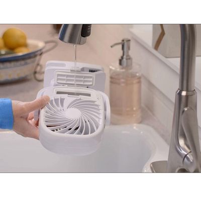 Ventilador De Mesa Umidificador Agua Garra Gancho Bateria Recarrevagel Usb 3 Velocidades 360 Graus Giratorio Calor Verao Dia Quente