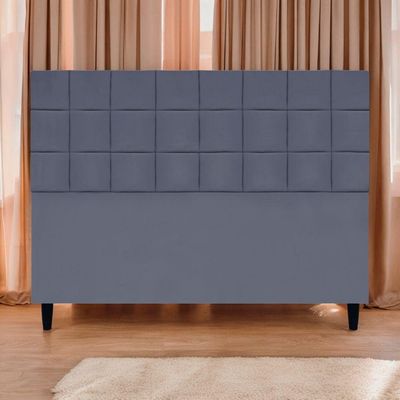 Cabeceira Decorativa Florem Para Cama De Queen 160 Cm Cinza Suede