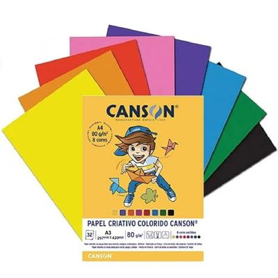 Papel Colorido Criativo A3 32F 80g/m² 8 cores – CANSON