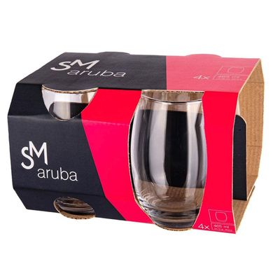 Conjunto de Copos SM Aruba Nadir 465ml 4 Peças Transparente