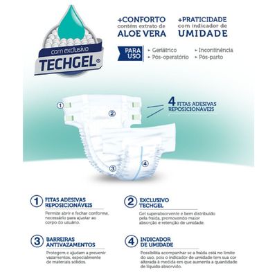 Fralda Geriatrica Mili Vita Adulto  Tamanho G  4 Pacotes de 8 un   Total  32  Fraldas