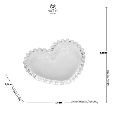 Conjunto de Pratos para Sobremesa Wolff Coração Pearl Transparente 13cm 4 Peças Transparente
