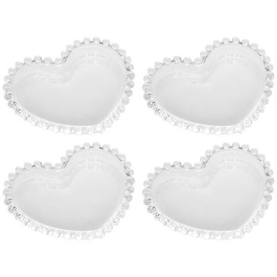 Conjunto de Pratos para Sobremesa Wolff Coração Pearl Transparente 13cm 4 Peças Transparente