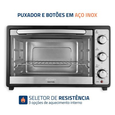 Forno Elétrico Mondial Grand Family II FR-52 com Multifunções, Controle de Temperatura e Timer de 90 Minutos Preto/Inox 1800W 52 Litros Preto/Inox / 110V