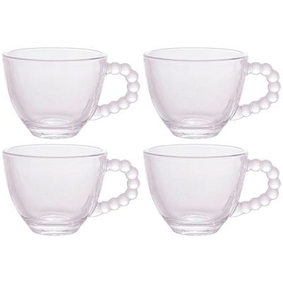 Conjunto com 4 Xícaras para Café Wolff Pearl em Cristal 80 ml Transparente