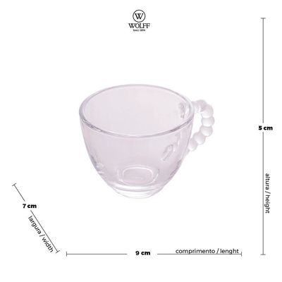 Conjunto com 4 Xícaras para Café Wolff Pearl em Cristal 80 ml Transparente