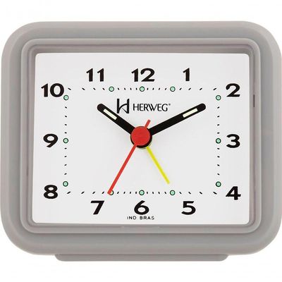 Relógio Despertador Quartz Alarme Forte Cinza - Cinza