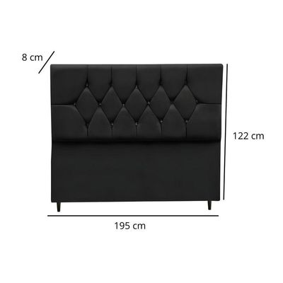 Cabeceira Para Cama Box Estofada King 195 Cm Suede Madri Preto