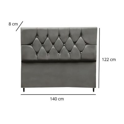 Cabeceira Para Cama Box Estofada Casal 140 Cm Suede Madri Cinza