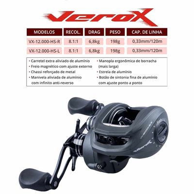 Carretilha para Pesca Maruri Verox 12 Rolamentos - Direita