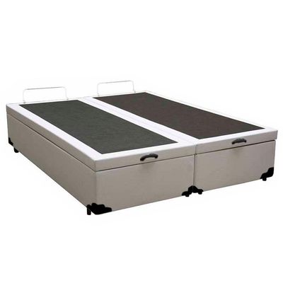 Cama Box Baú King Bipartido Sintético Serene Branco 192x203x44