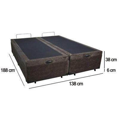 Cama Box Baú Casal Bipartido Suede Serene Marrom 138x188x44