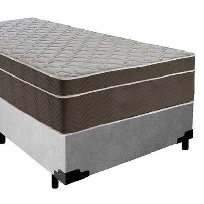 Cama Box Suede Solteiro + Colchão Serene Molas Ensacadas 88x188x65 Cor:cinza