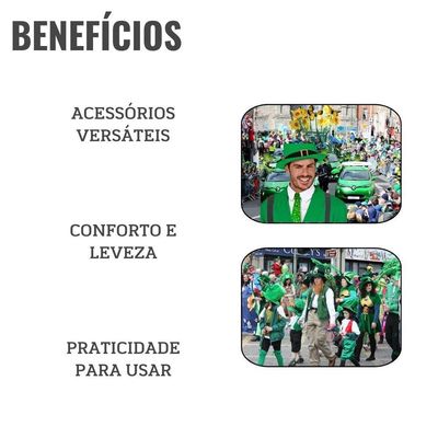 Kit Fantasia São Patrício Masculina 2 Cartolas + Suspensório