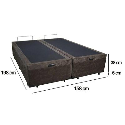 Cama Box Baú Queen Bipartido Suede Serene Marrom 158x198x44