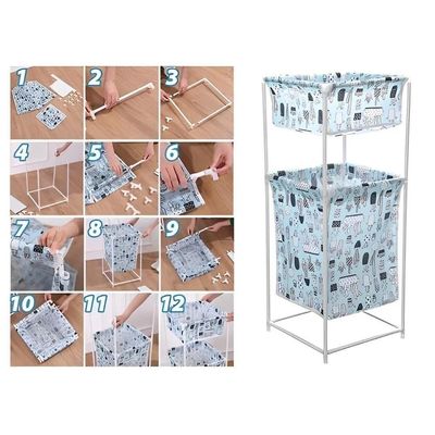 Cesto De Roupa Duplo 2 Andares Organizador Multiuso Para Banheiro Quarto Lavanderia E Brinquedos