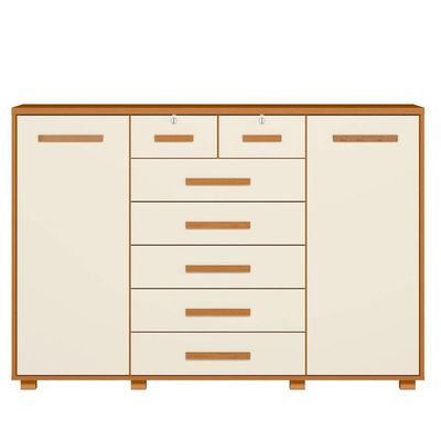 Cômoda Sapateira Grande 7 Gavetas 2 Portas Mdp Mdf Santana Cinamomo Off White