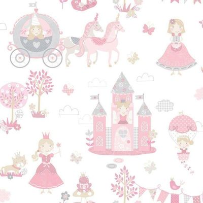 Papel De Parede Conto De Fadas - G78371 Rosa E Cinza Tiny Tots 2 - G78371