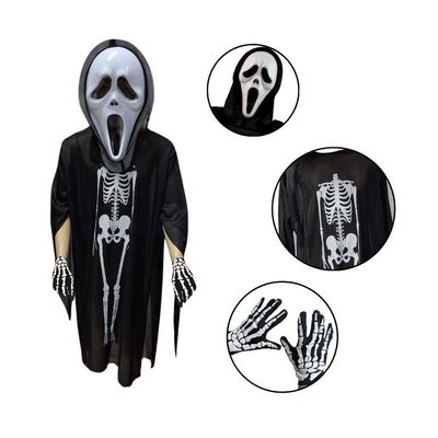 Fantasia Halloween Infantil Pânico Com Máscara E Luvas