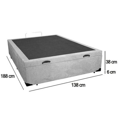Cama Box Baú Casal Suede Serene Cinza 138x188x44