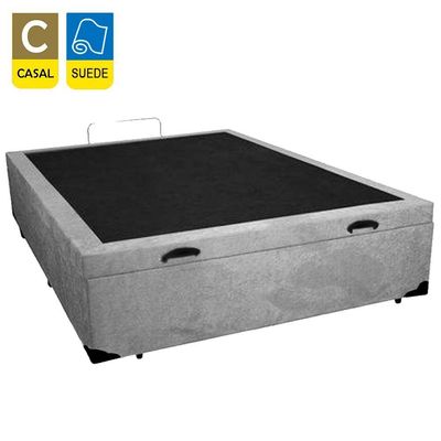 Cama Box Baú Casal Suede Serene Cinza 138x188x44