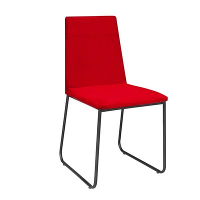 Kit 4 Cadeiras De Jantar Cozinha Industrial Lexa Veludo Élpis Móveis Vermelho Preta