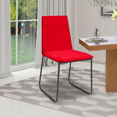 Kit 4 Cadeiras De Jantar Cozinha Industrial Lexa Veludo Élpis Móveis Vermelho Preta