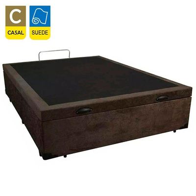 Cama Box Baú Casal Suede Serene Marrom 138x188x44