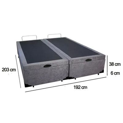 Cama Box Baú King Bipartido Suede Serene Cinza 192x203x44